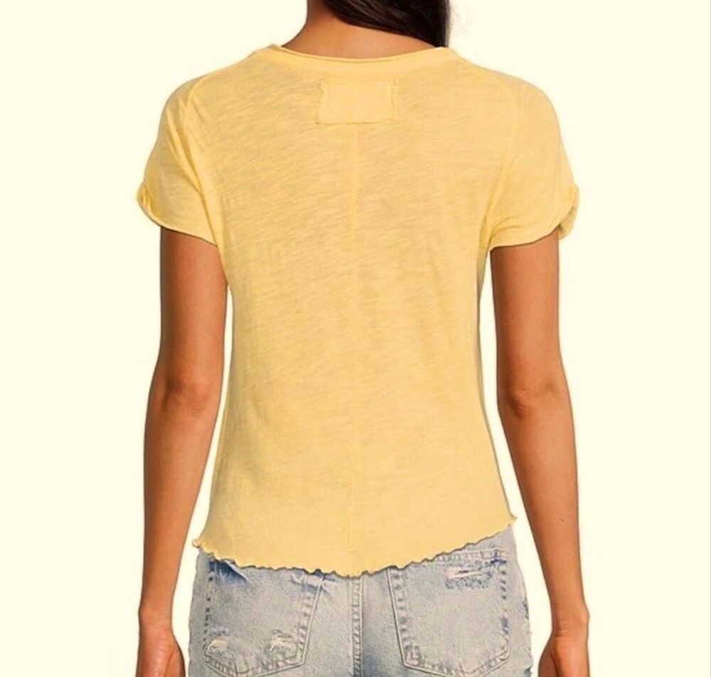 Free People X We The Free Be My Baby Tee yellow size XL NEW - Picture 3 of 11